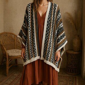 Cocogio Boho Knit Wool Open Cardigan NWT One Size